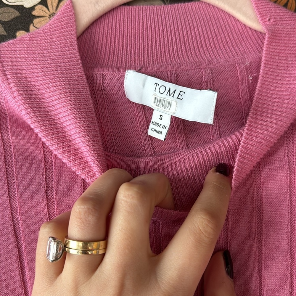 TOME Collective Pink Ribbed Crop Sweater size small - Picture 7 of 8